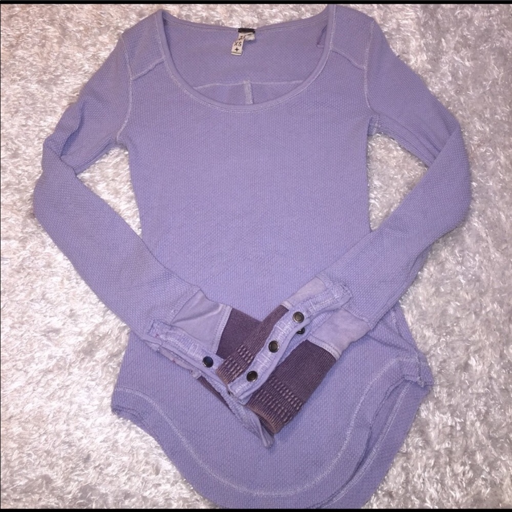 Free People Lavender Long Sleeve Thermal Tee